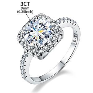 925 silver ring with lab created Moissanite and small zirconium stones.